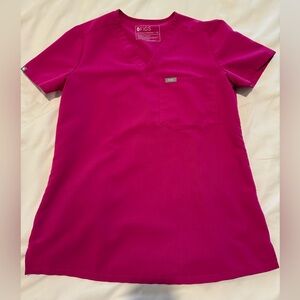 Figs Caterina Scrub XS Top in Raspberry Sorbet